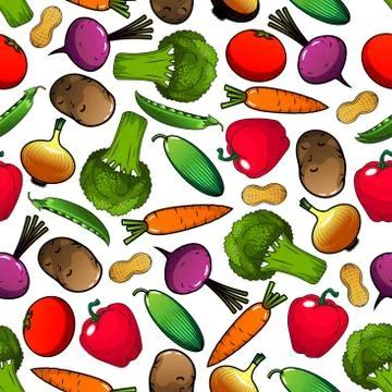 Vegetables and legumes seamless pattern Stock Illustration