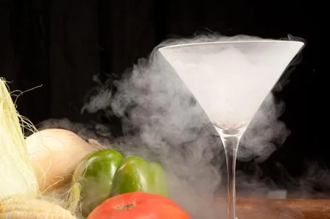 Vegetables and liquid nitrogen Stock Photos