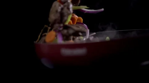 Vegetables and meat slices Stock Footage