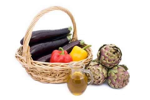 Vegetables and olive oil 写真素材