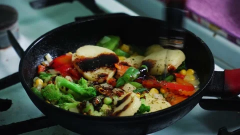Vegetables and soy sauce Stock Footage 197375592