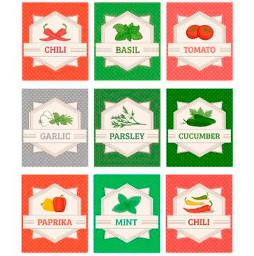 Vegetables and spices packaging Stock Illustration