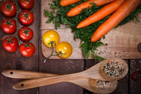 Vegetables and spices Stock Photos