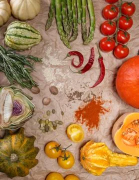Vegetables and spices Stock Photos