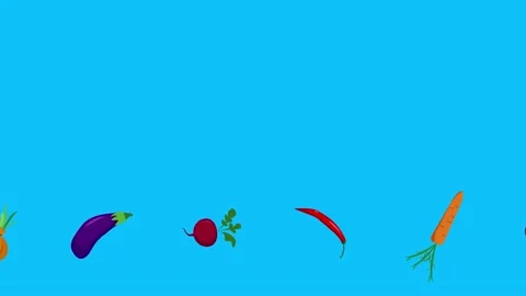 Vegetables animation on blue screen chroma key Stock Footage 148741140