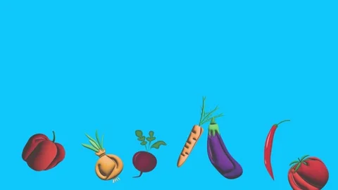 Vegetables animation on blue screen chro... | Stock Video | Pond5