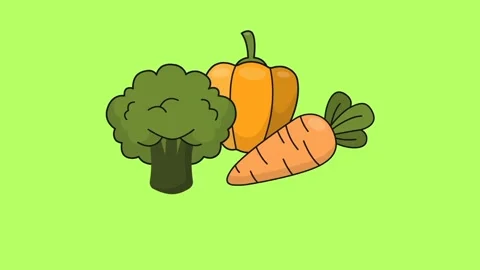 Vegetables animation isolated on green screen background Stock Footage 298787026