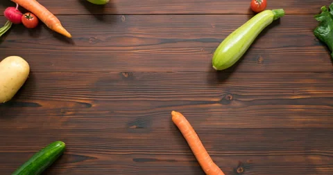 Vegetables appear and fill the background then disappear Video stock 127786834