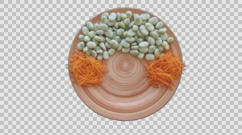 Vegetables appears on a Plate stop motion animation. PNG codec Stock Footage 68675360