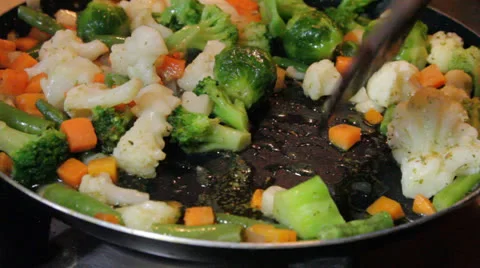 Vegetables are roasted Stock Footage 25719558