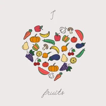 Vegetables arranged in heart shape Illustrazione stock