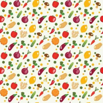 Vegetables background in flat style, healthy food concept. Stock Illustration