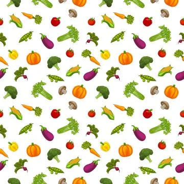 Vegetables Background Seamless Pattern Print Stock Illustration
