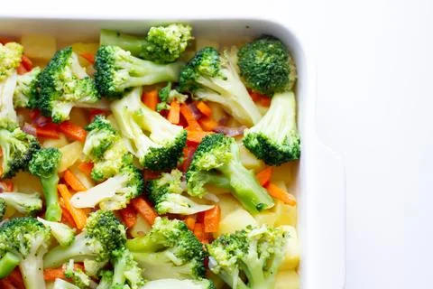 Vegetables in a baking dish. Stock-Fotos