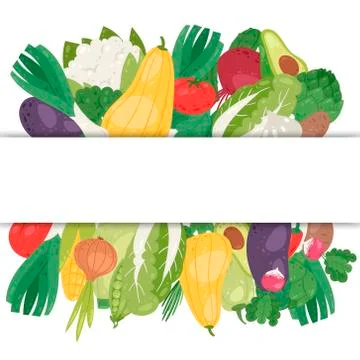 Vegetables banner with white space vector illustration. Healthy vegan lifestyle Stock Illustration