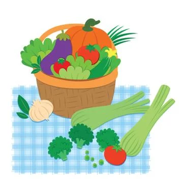 Vegetables in basket Stock Illustration