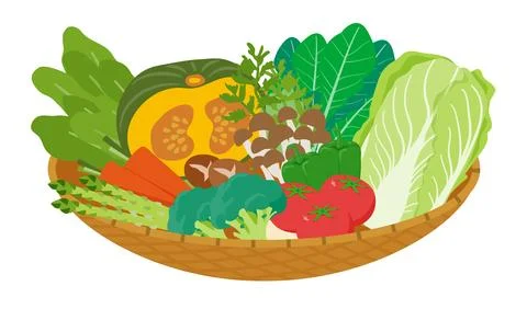 Vegetables on the basket Stock Illustration