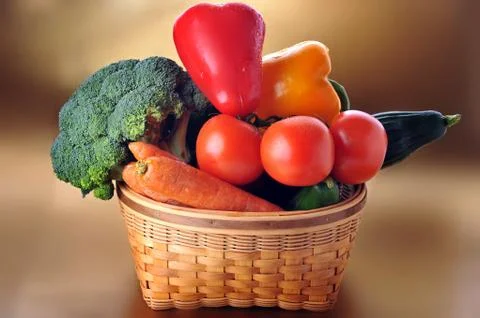 Vegetables in basket Stock Photos