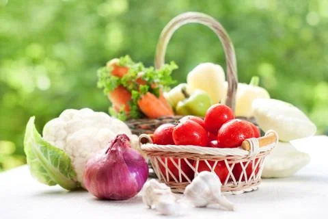 Vegetables in the basket Stock Photos