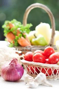 Vegetables in the basket Stock Photos
