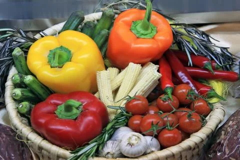 Vegetables in a basket Stock Photos
