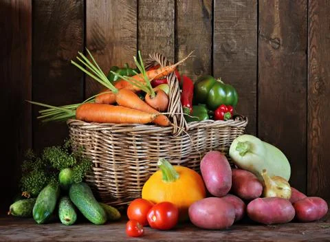 Vegetables in a basket. Stock Photos