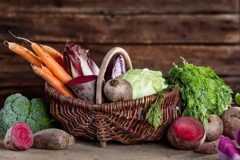 Vegetables basket Stock Photos