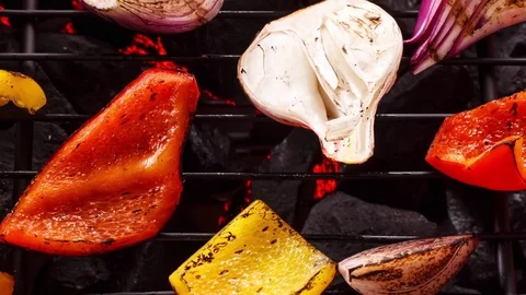 Vegetables bbq on the grill Stock Footage 72672913