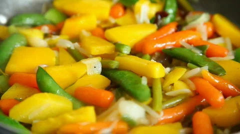 Vegetables being cooked Stock Footage 478918