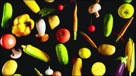 Vegetables on black background Stock Footage 307845306