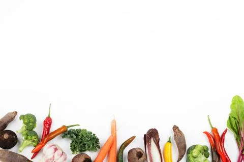 Vegetables on the bottom of  white background Stock Photos