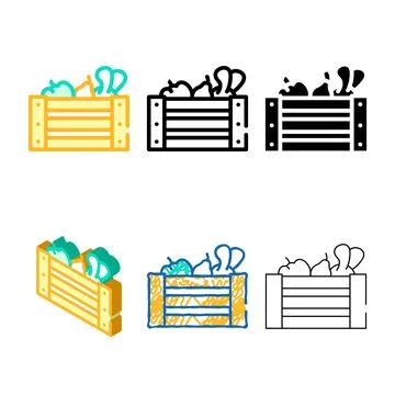 Vegetables box color range icon vector flat Stockillustratie