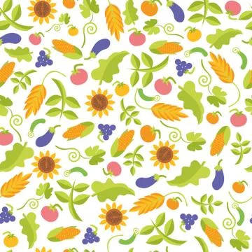 Vegetables bright seamless pattern Stock Illustration