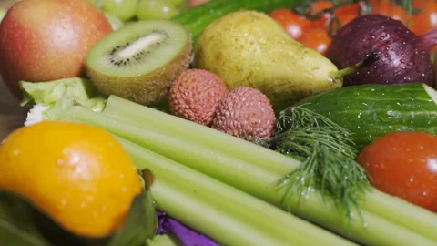 Vegetables, camera dolly, healthy eating, food Stock Footage 101455220