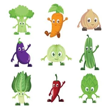 Vegetables characters Stock Illustration