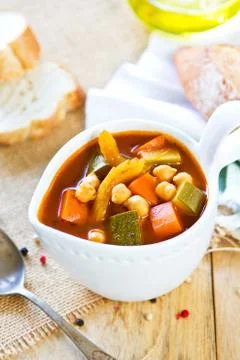 Vegetables with Chickpea soup Stock Photos