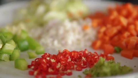 Vegetables Chopped Panning Video stock 146777803
