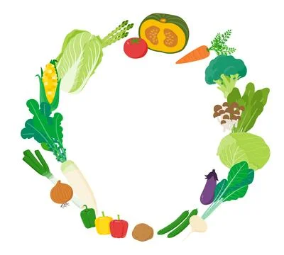 Vegetables Circle White Back Stock Illustration