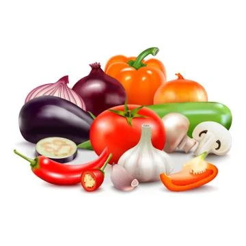 Vegetables Composition On White Background Illustrazione stock