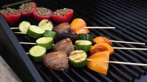 Vegetables cooking on the barbecue 스톡 동영상 54642218