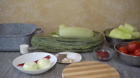 Vegetables for cooking on the table Video stock 322115147