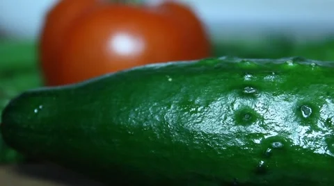Vegetables. Cucumber and tomato Stock Footage 61343944
