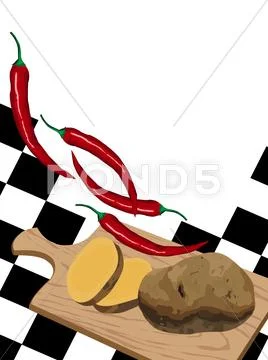 Vegetables on cutting boar Stock Illustration