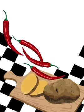 Vegetables on cutting boar Stock Illustration