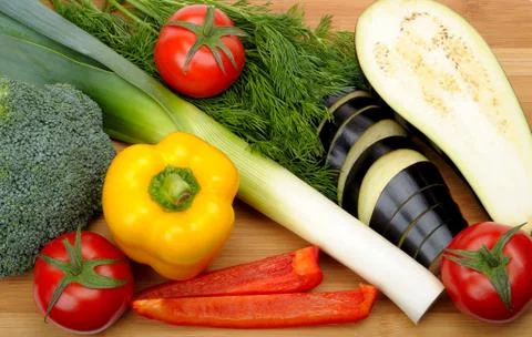 Vegetables on a cutting board Stock Photos