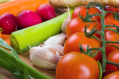 Vegetables on the cutting board Stock Photos