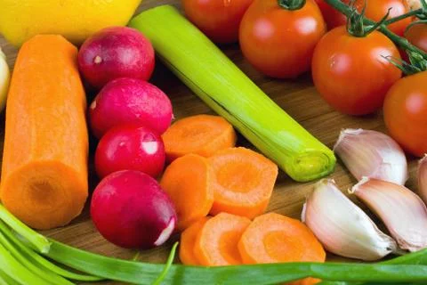Vegetables on the cutting board 写真素材