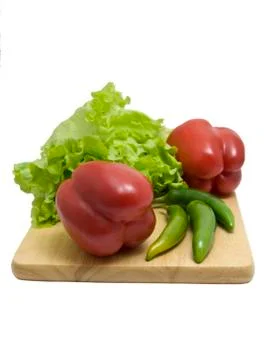 Vegetables on cutting board Foto stock