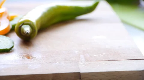 Vegetables on a cutting board, slider and slowmo 스톡 동영상 68996496