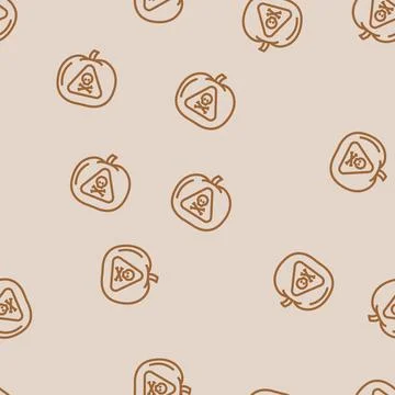Vegetables danger symbol line vector seamless pattern 스톡 일러스트
